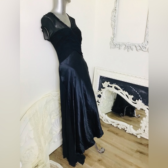 Dusk Black Silk/Sheer Dress NWT - Picture 3 of 10